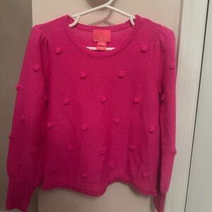 Lilly Pulitzer Girls pink Pom Pom sweater small EUC